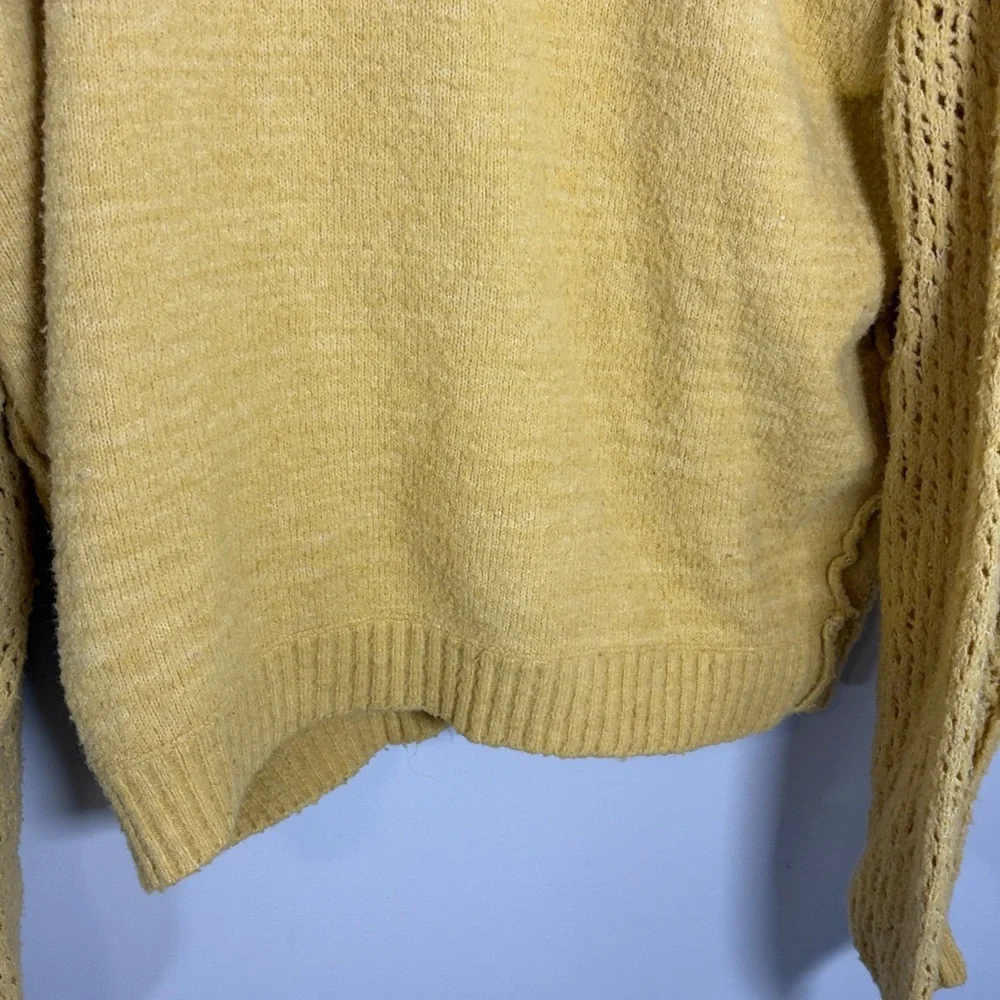 Free People Thats A Wrap Surplice V-Neck Sweater Yellow Long Sleeve Knit Sz M